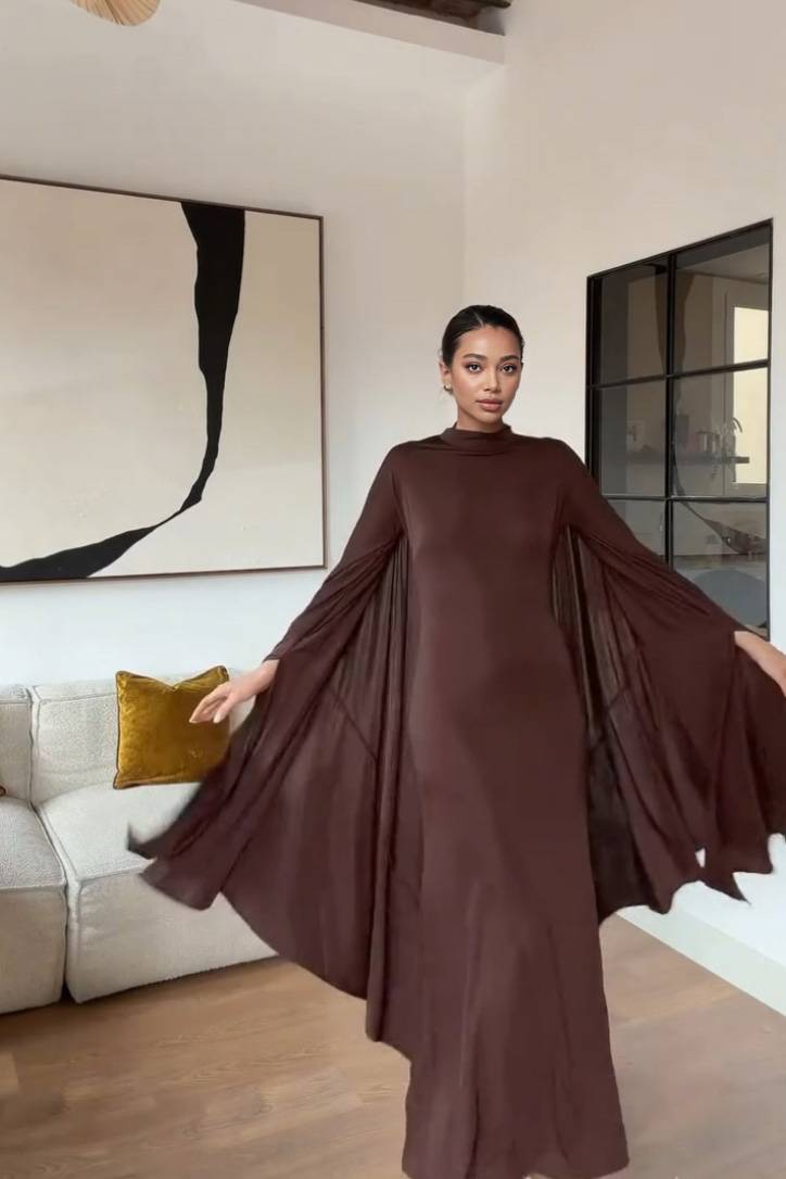 Turtleneck Shawl Maxi Dress