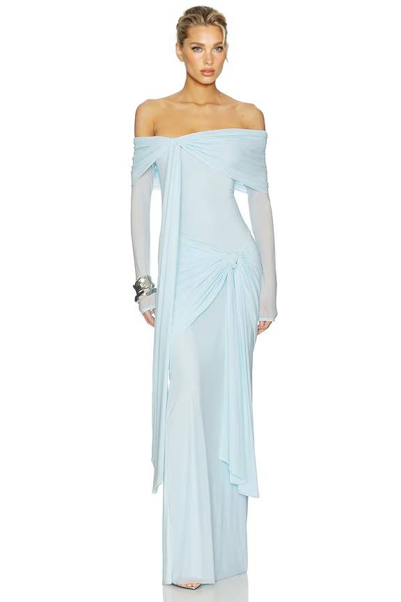 Off-Shoulder Lace-Up Design Maxi Dress