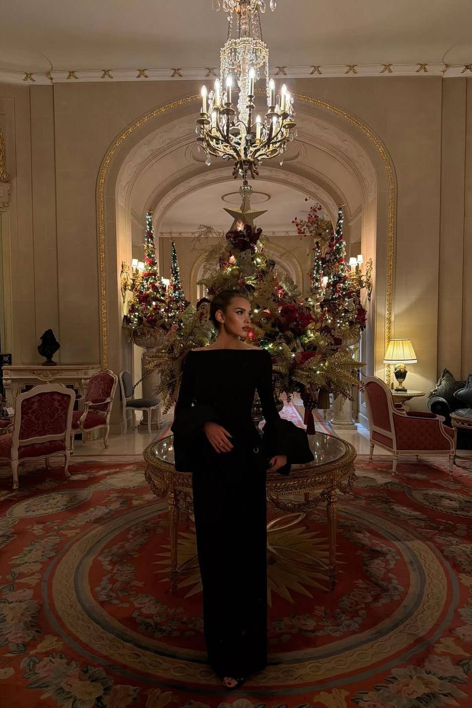 Boat Neck Bell Sleeve Slim-Fit Maxi Dress