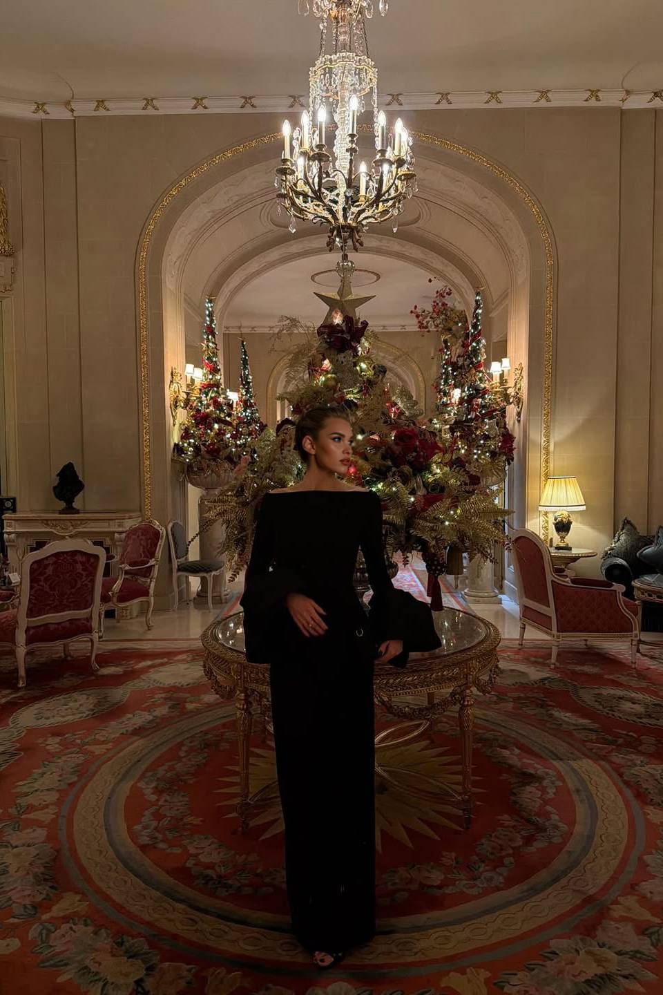 Boat Neck Bell Sleeve Slim-Fit Maxi Dress