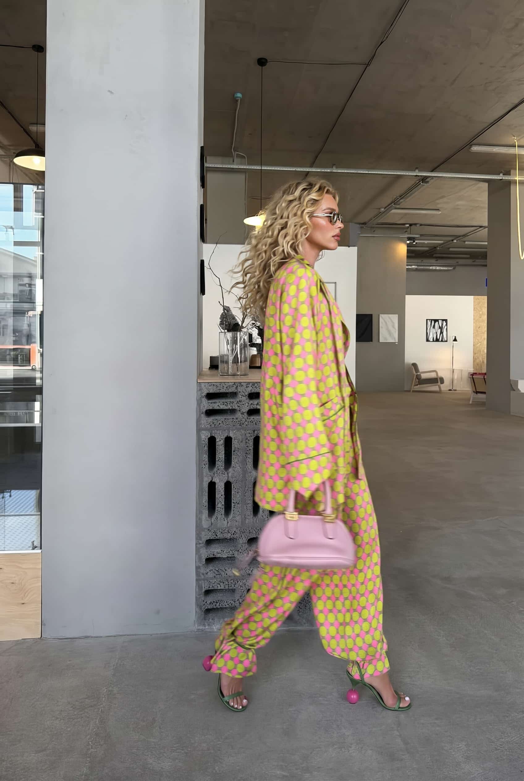 Printed Scarf Shirt And Wide Leg Pants Set