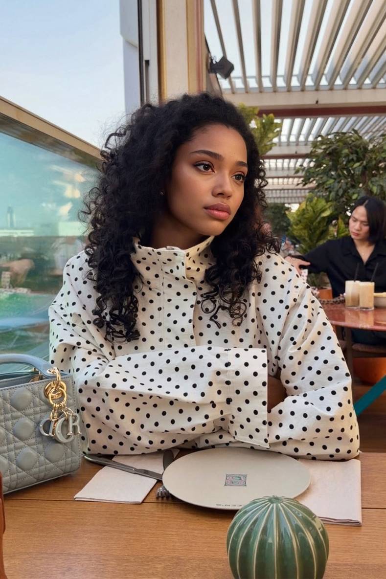 Polka Dot Long-Sleeved Top And Shorts Set