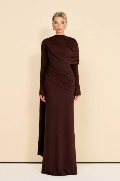 Pleated Ribbon Design Maxi Dress