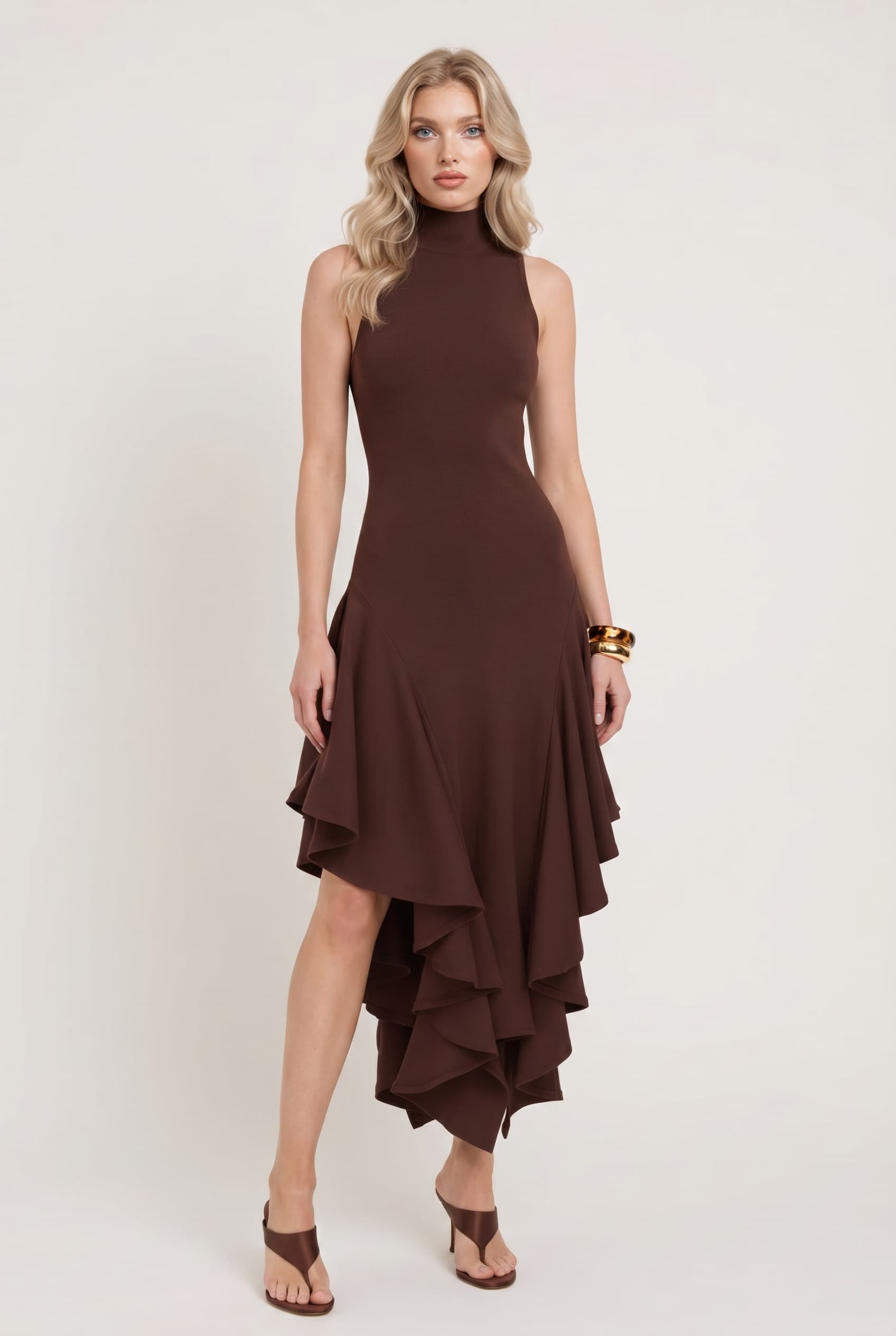 Sleeveless Irregular Hem Maxi Dress