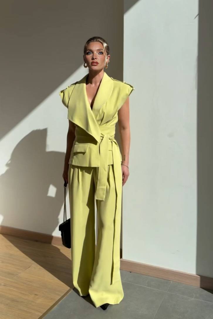 Asymmetric Vest And Wide-leg Pants Set