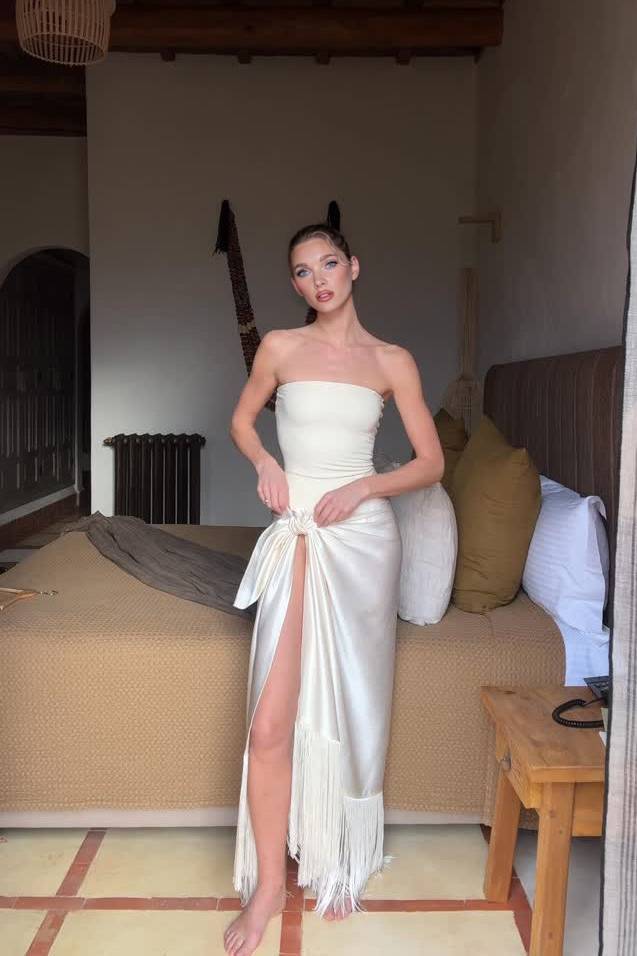 Bodysuit And Tassel Skirt Set