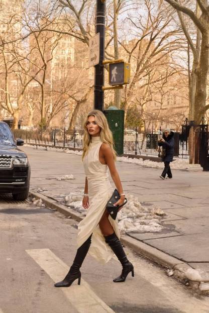 Side Slit Irregular Pleated Maxi Dress