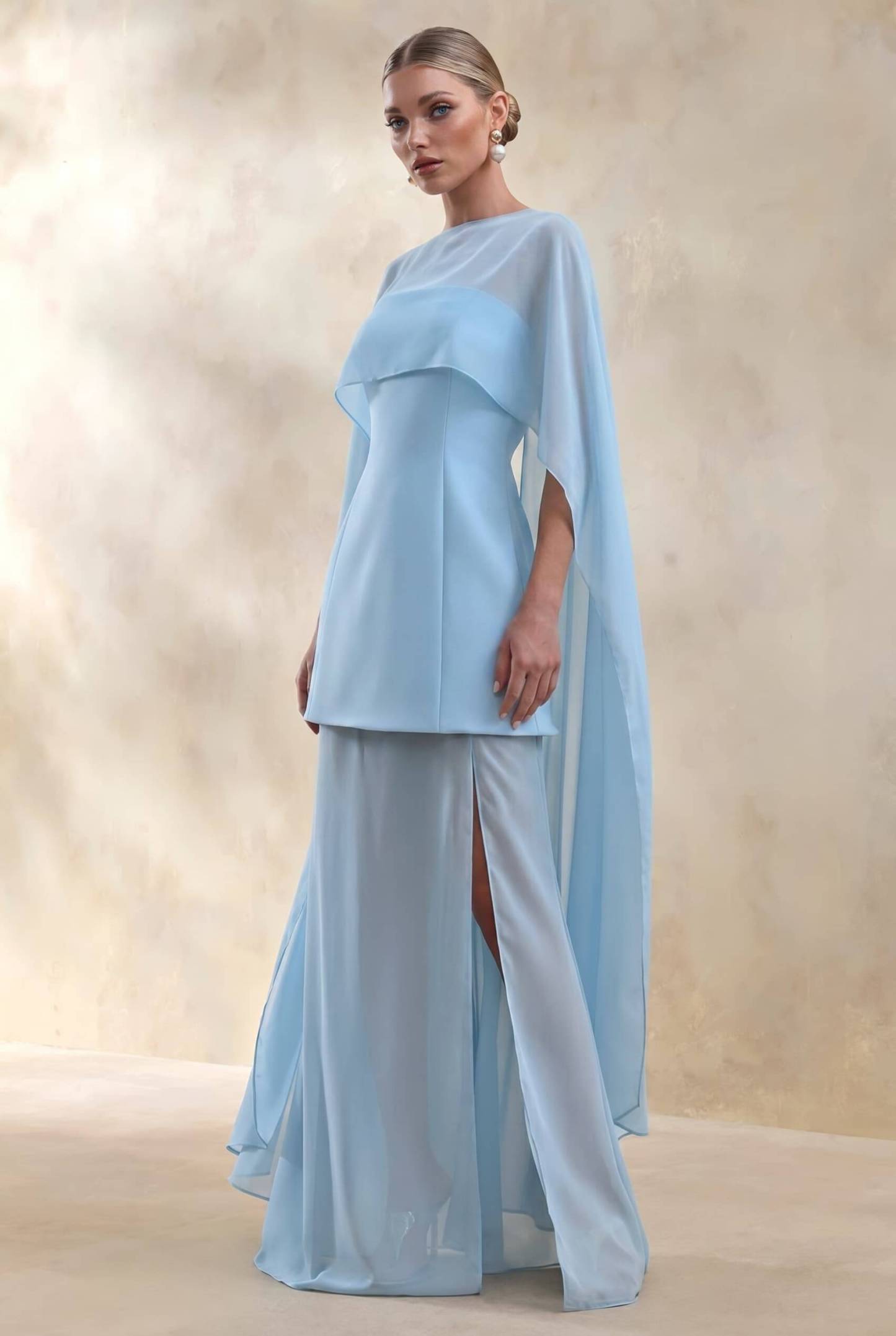 Shawl Design Slit Maxi Dress