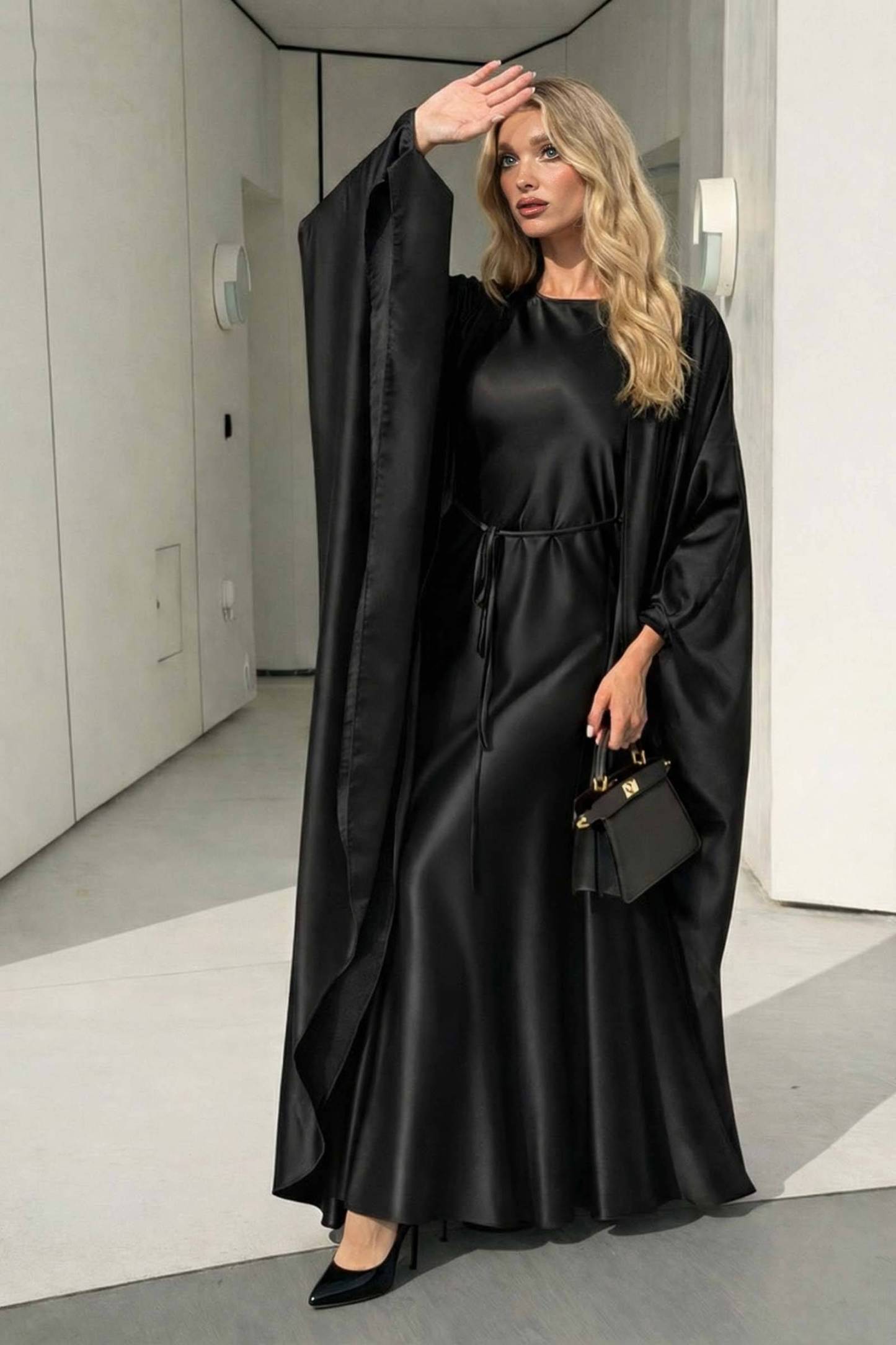 Short Sleeve Maxi Dress Shawl Set