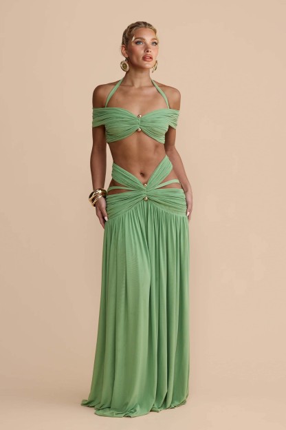 Strapless Top And Hollow Design Skirt Set