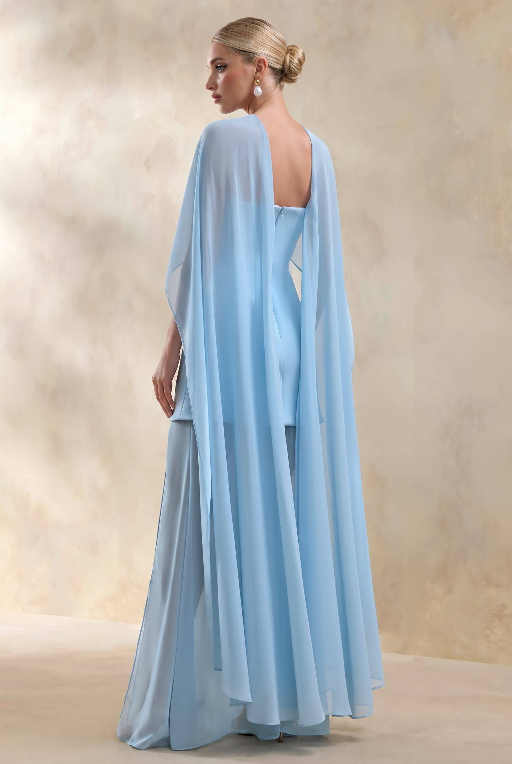 Shawl Design Slit Maxi Dress