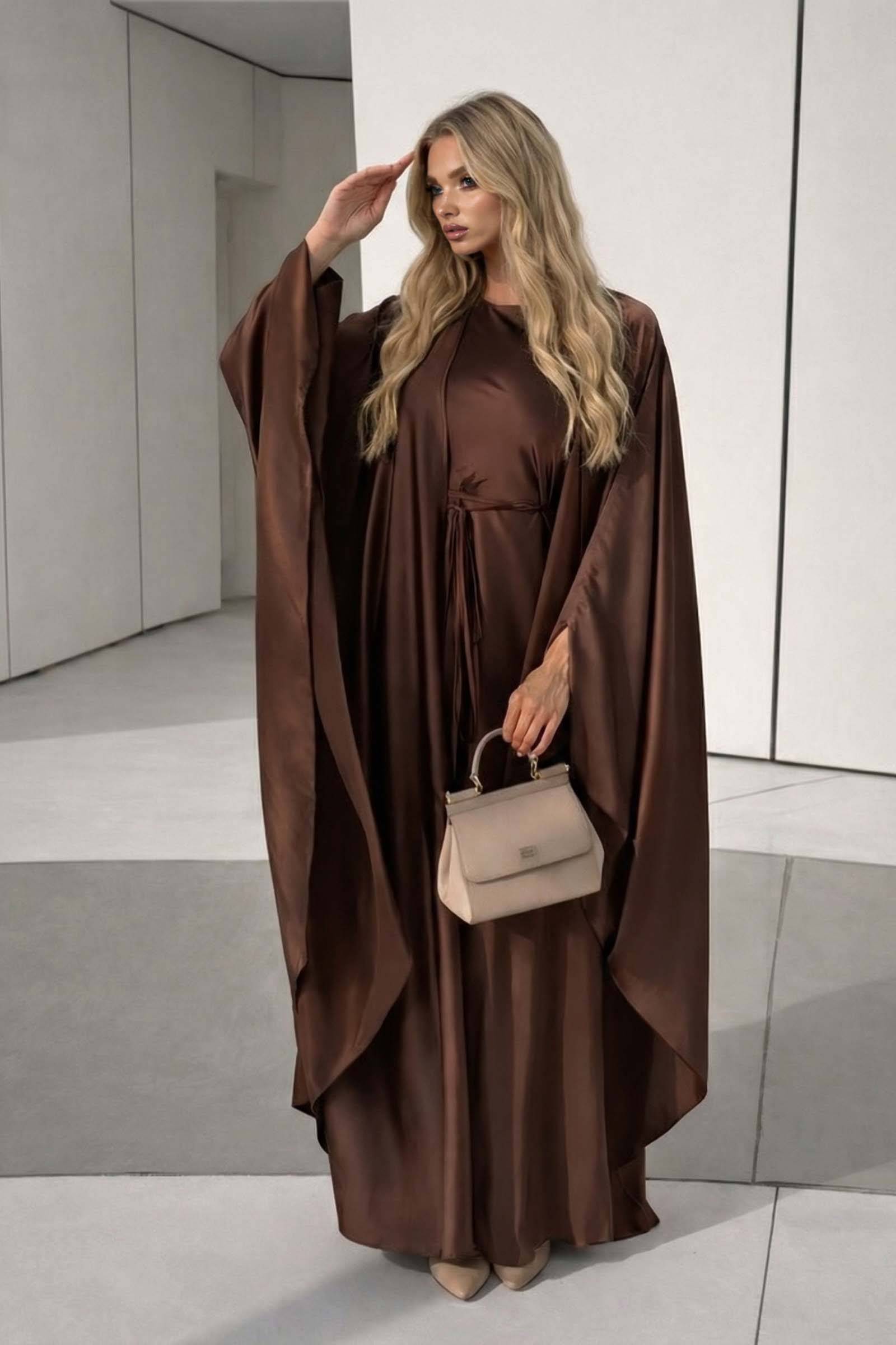 Short Sleeve Maxi Dress Shawl Set