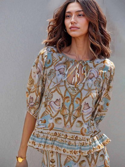 Exquisite Ocean Treasure Print Loose Tank Top