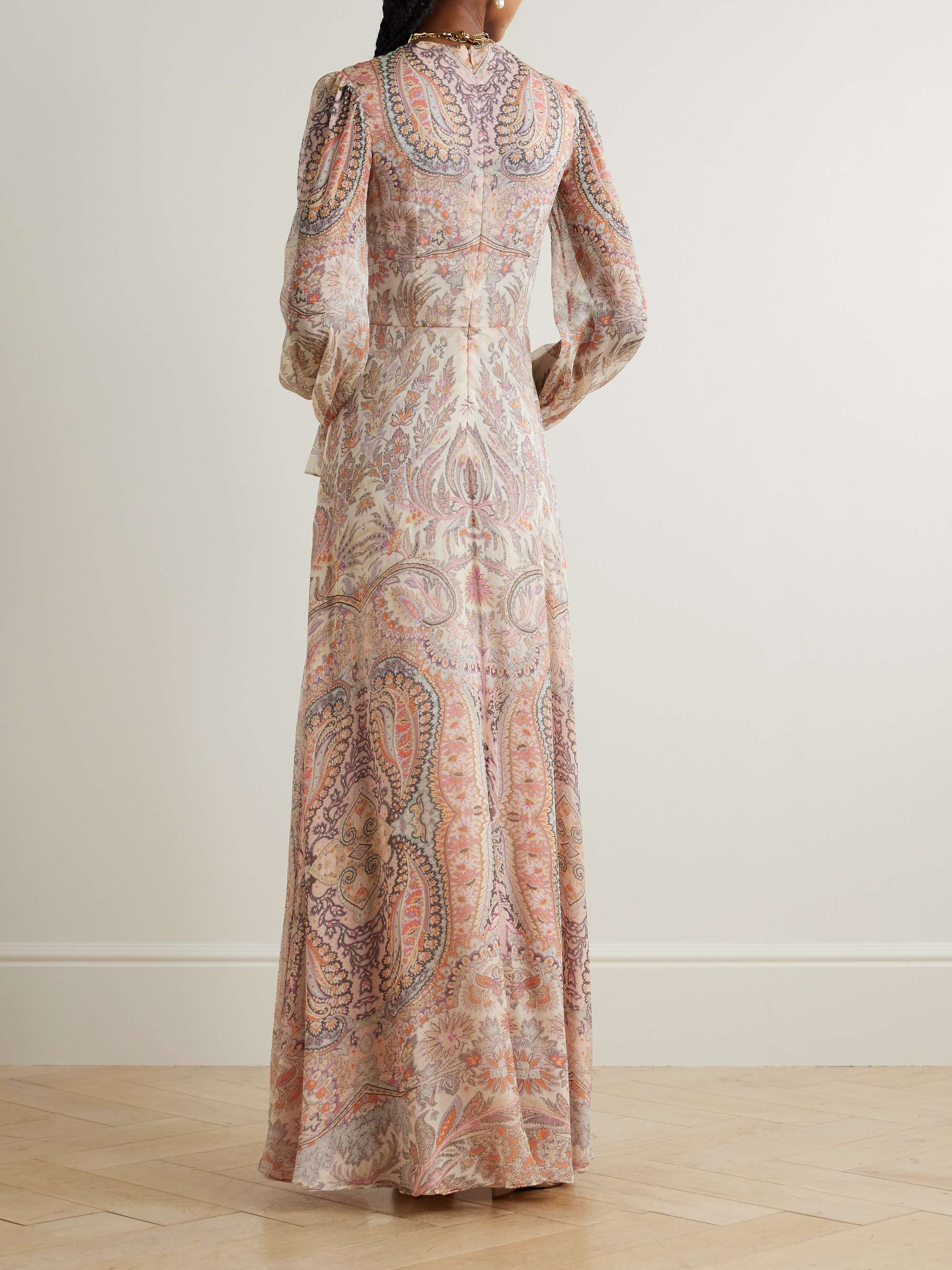 Exquisite Vintage Twist-front Paisley Print Maxi Dress