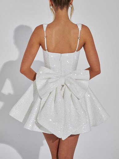 Elegant Square Neck A-Line Mini Dress