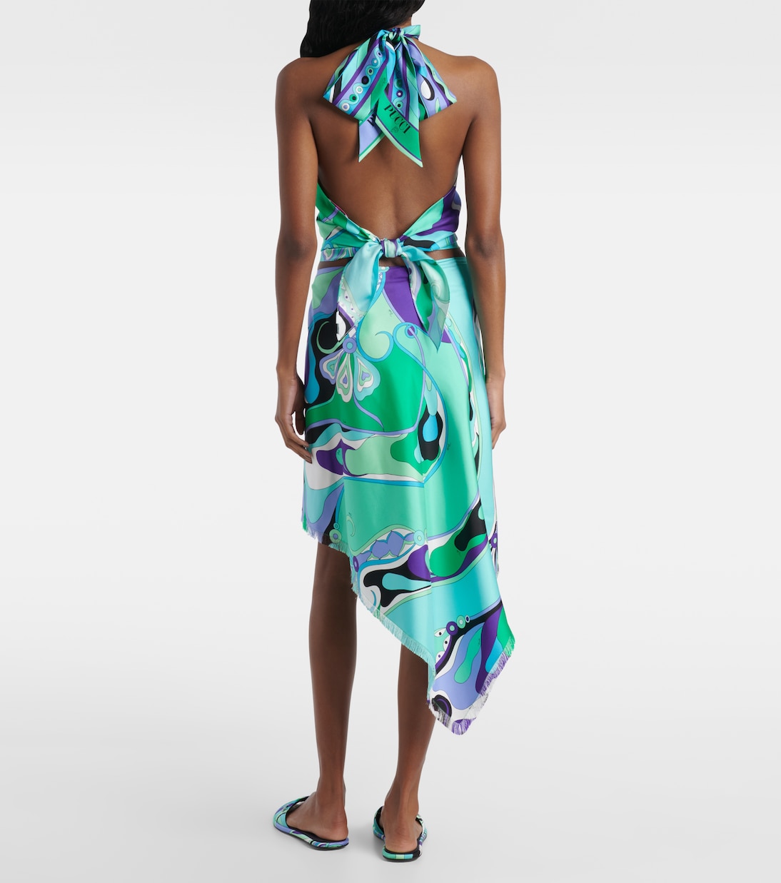 Psychedelic Vortex Abstract Orchid Print Short Skirt Two-piece Set