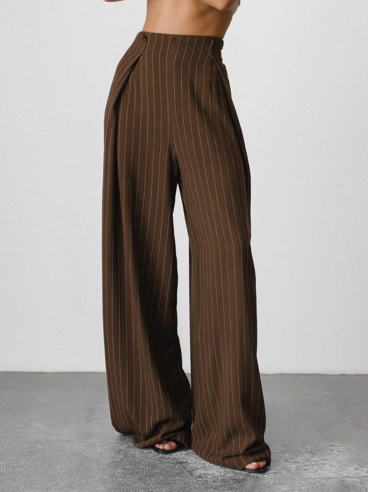 Elegant Pinstripe Wide-Leg Trousers