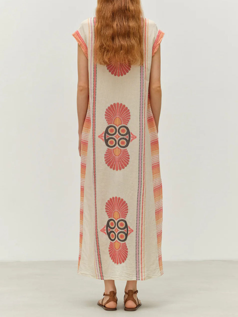 Retro Casual Ethnic Style Floral Print Slit Maxi Dress