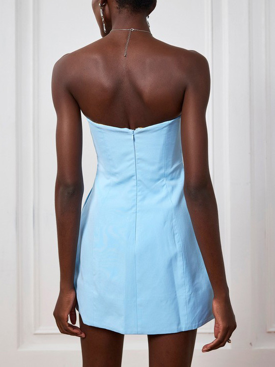 Elegant Strapless Rose Waist Mini Dress