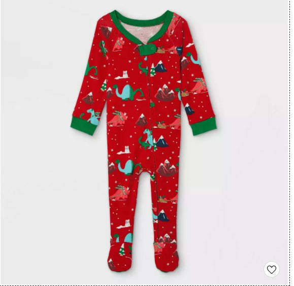 Red Cute Dinosaur Pattern Family Matching Pajamas Sets