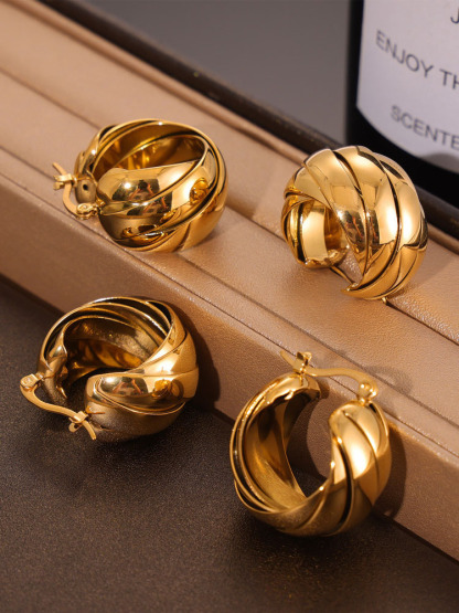 French Retro Personality Irregular Braided Earrings