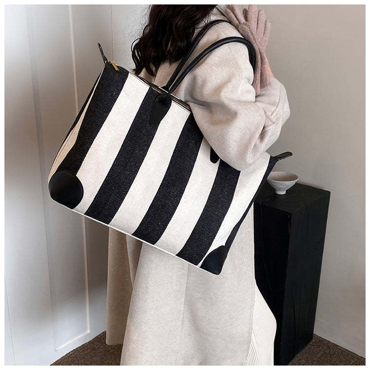 Fashion Striped Commuter Tote Bag