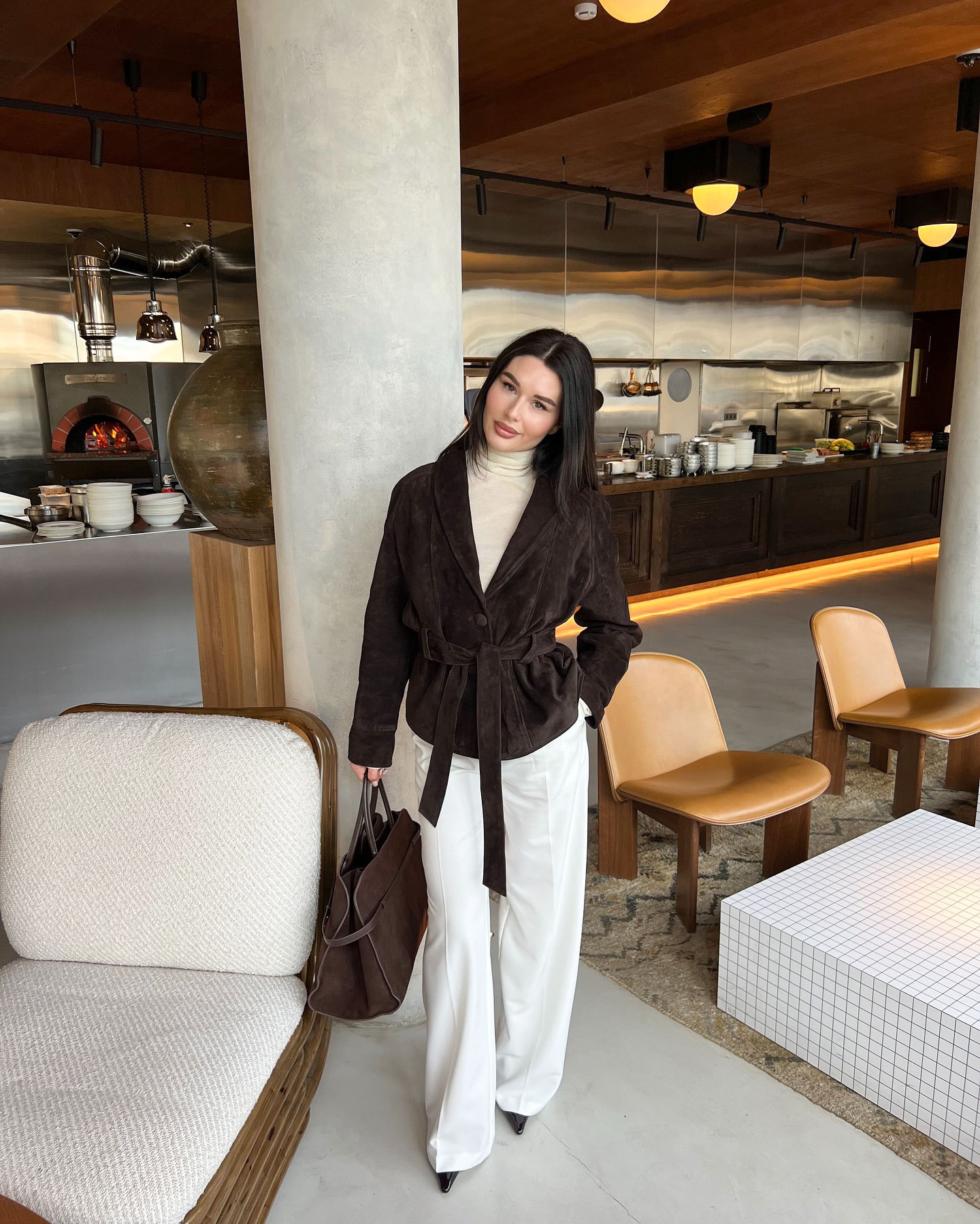Women's Autumn/Winter Vintage-Style Faux Suede Jacket with Belt – Long-Sleeved, Brushed Finish
