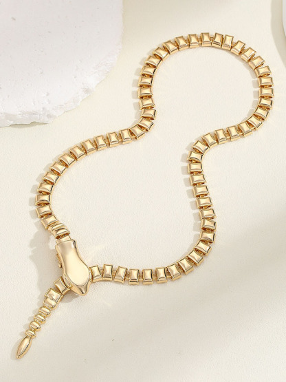 Vintage Personalized Snake Bone Snake Necklace