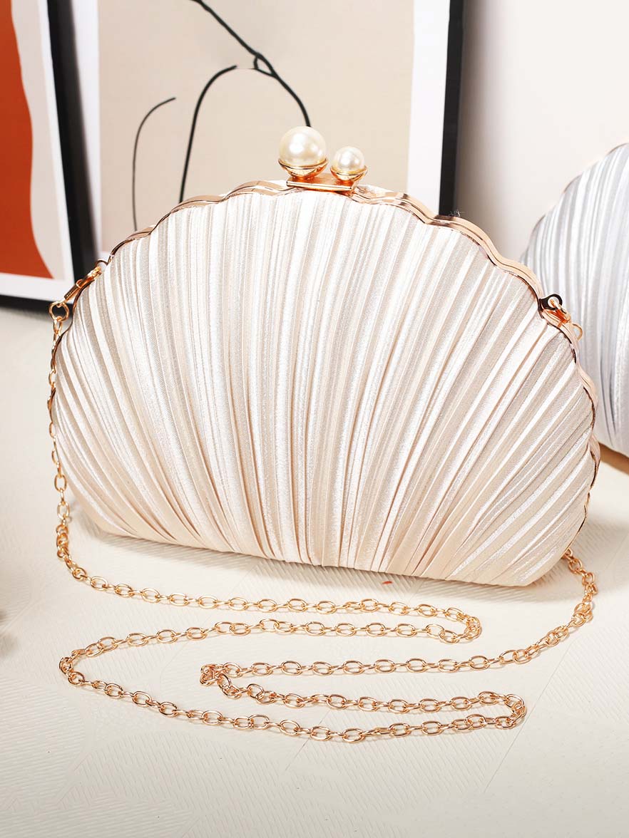 Shell Evening Bag Pleated Clutch