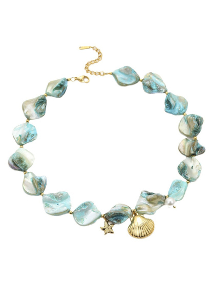 Ocean Style Blue Shell And Starfish Necklace