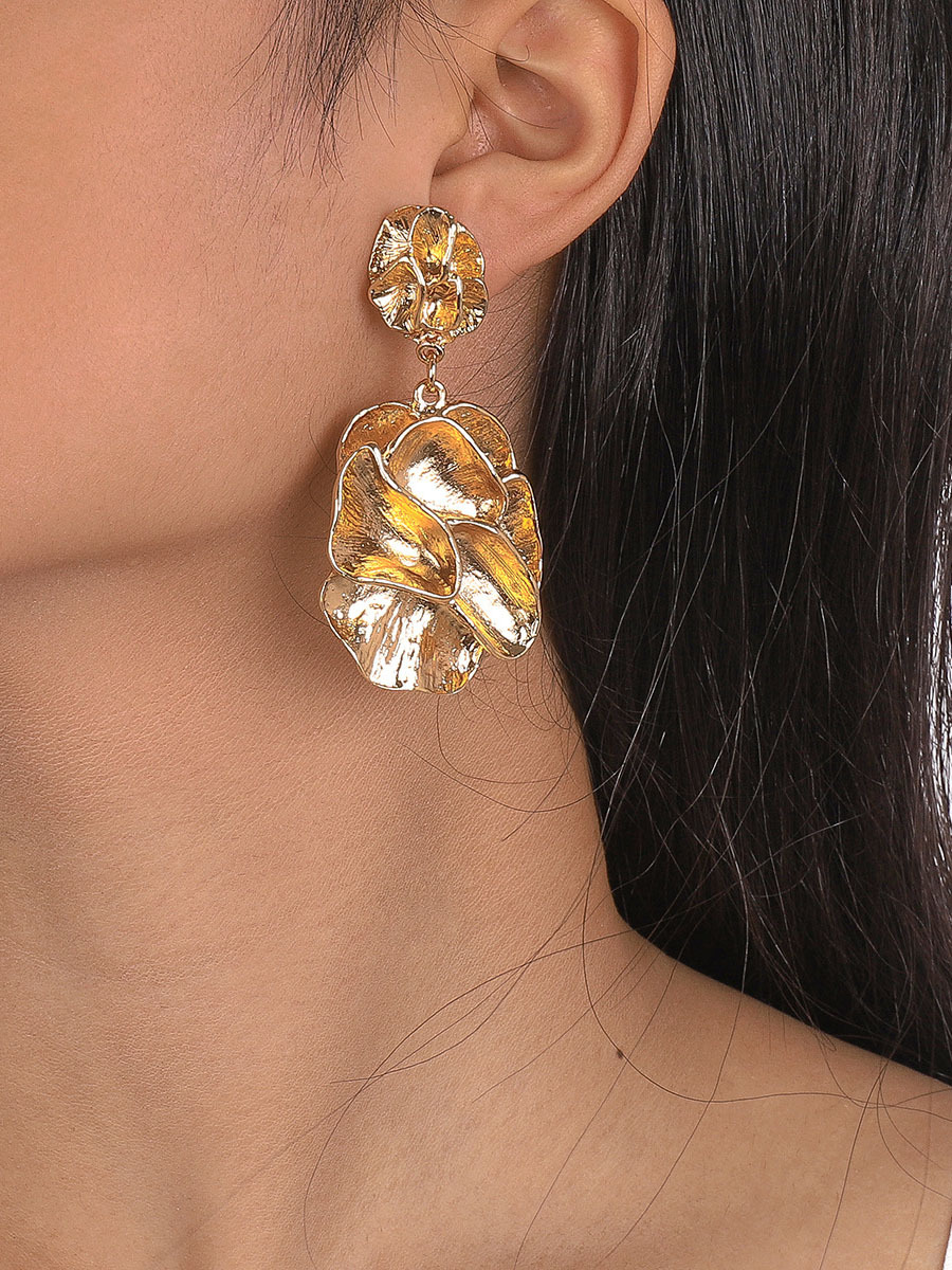 Retro Simple Geometric Irregular Leaf Earrings