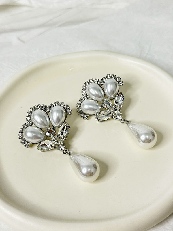 Personalized Flower Fan Shape Pearl Earrings