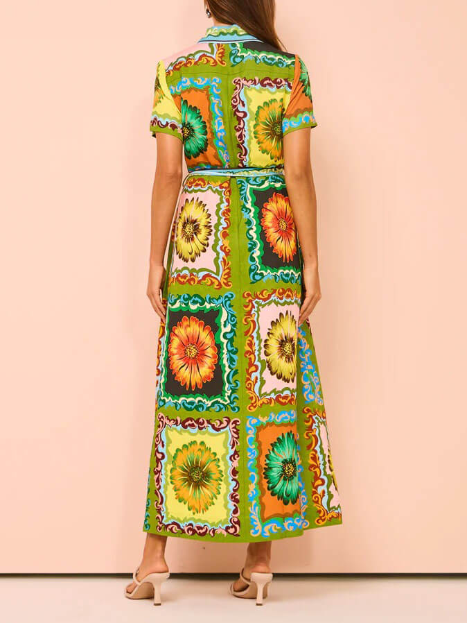 【新品未使用】Sunflower-Printed Midi Dress Sunflower Printed Midi Dress with Pockets 丨August Lemonade