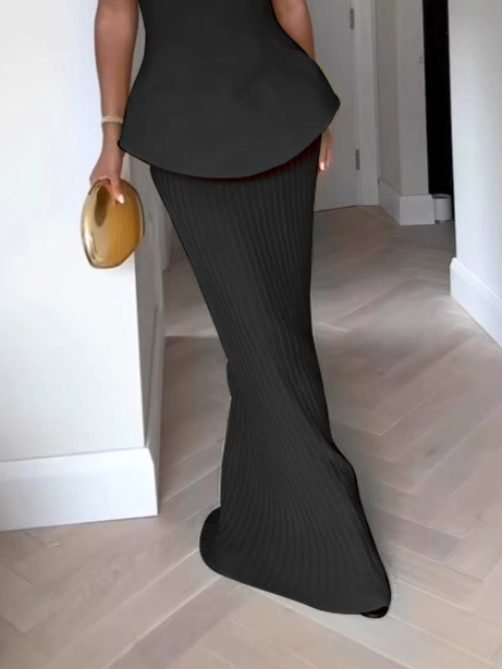 Elegant Tube Top High Waist Pleated Skirt Two Piece Set