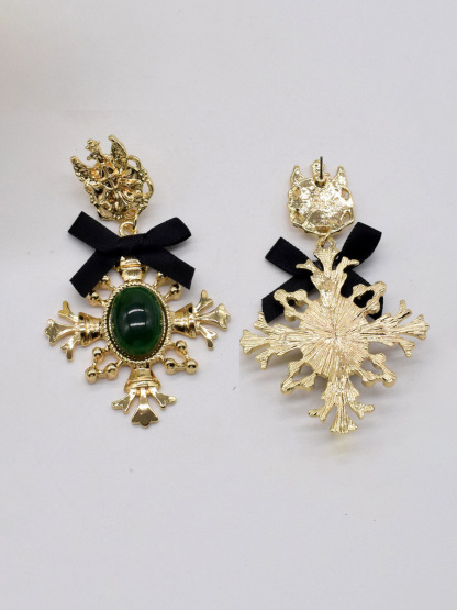 Vintage Baroque Bow Cross Earrings
