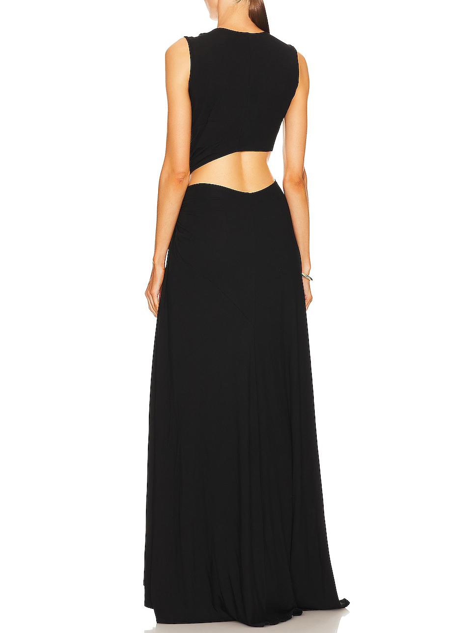Modern Deep V-Neck Cutout Twist Knit Maxi Dress