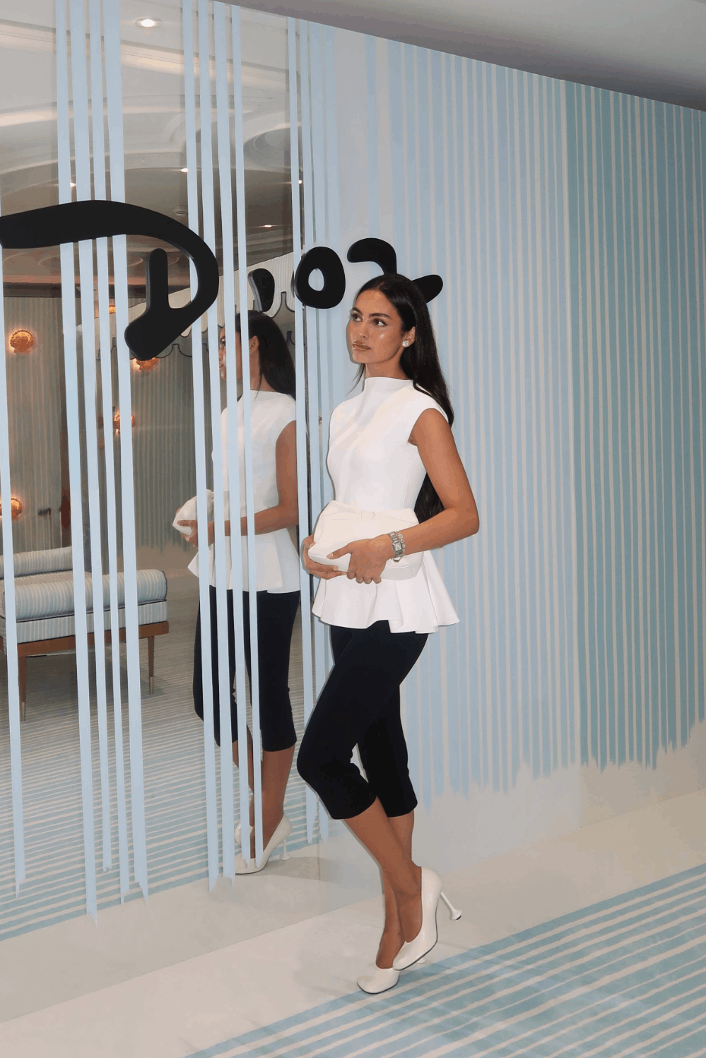 White Mock Neck Cap Sleeve Peplum Knit Top