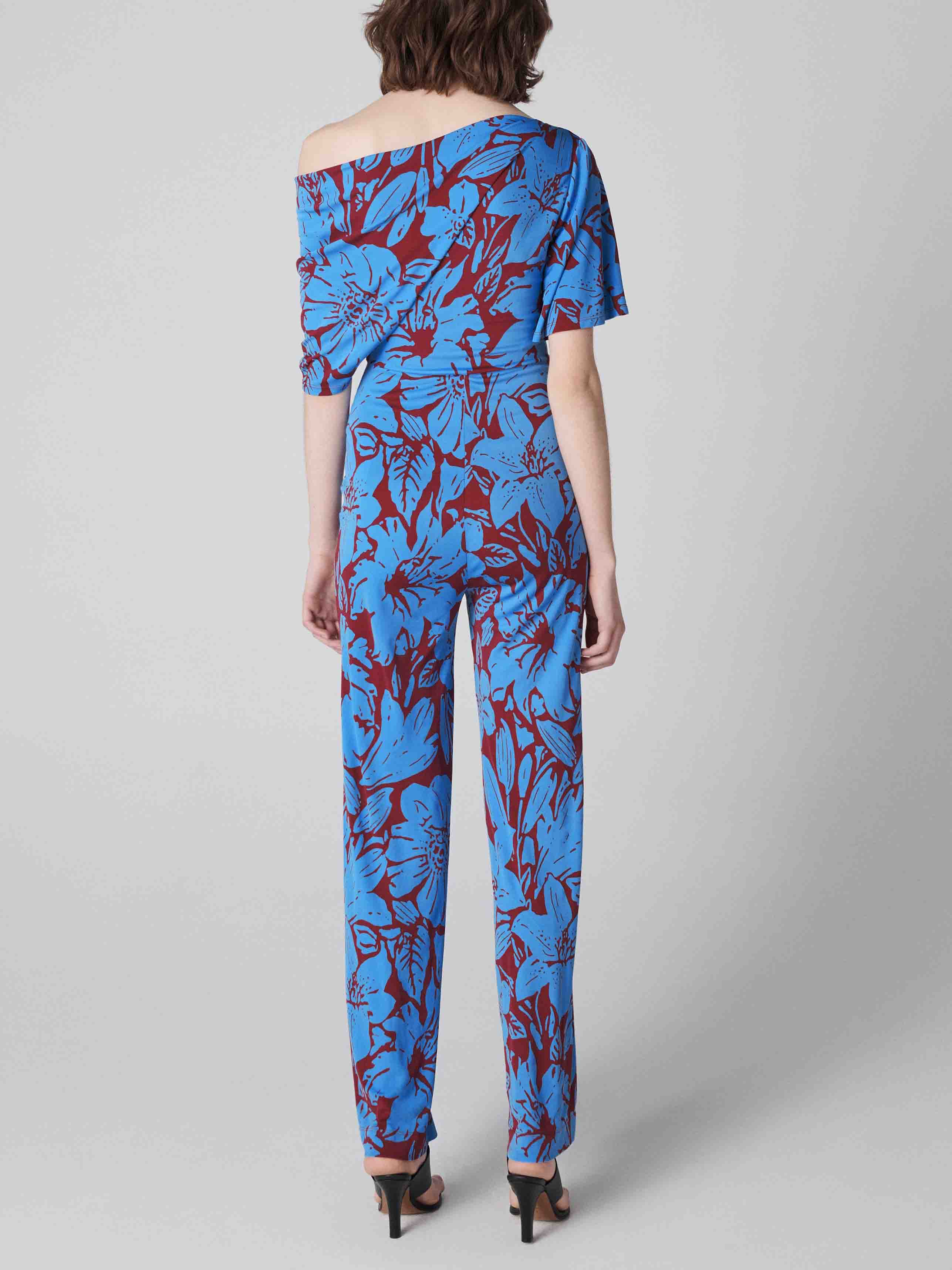 Delicate Off-the-shoulder Neckline Floral Print Jumpsuit