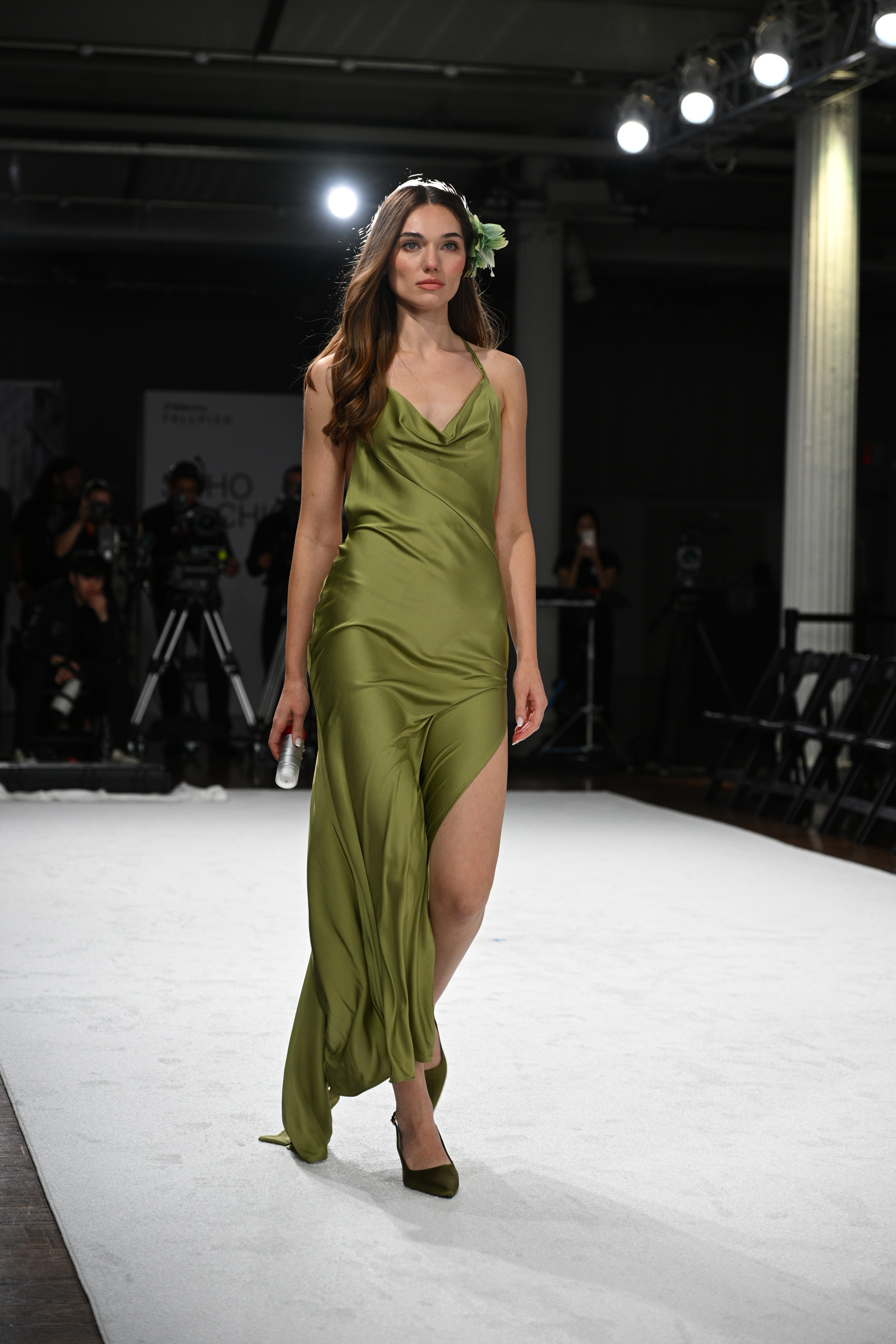 Elegant Satin Draped Backless Maxi Dress