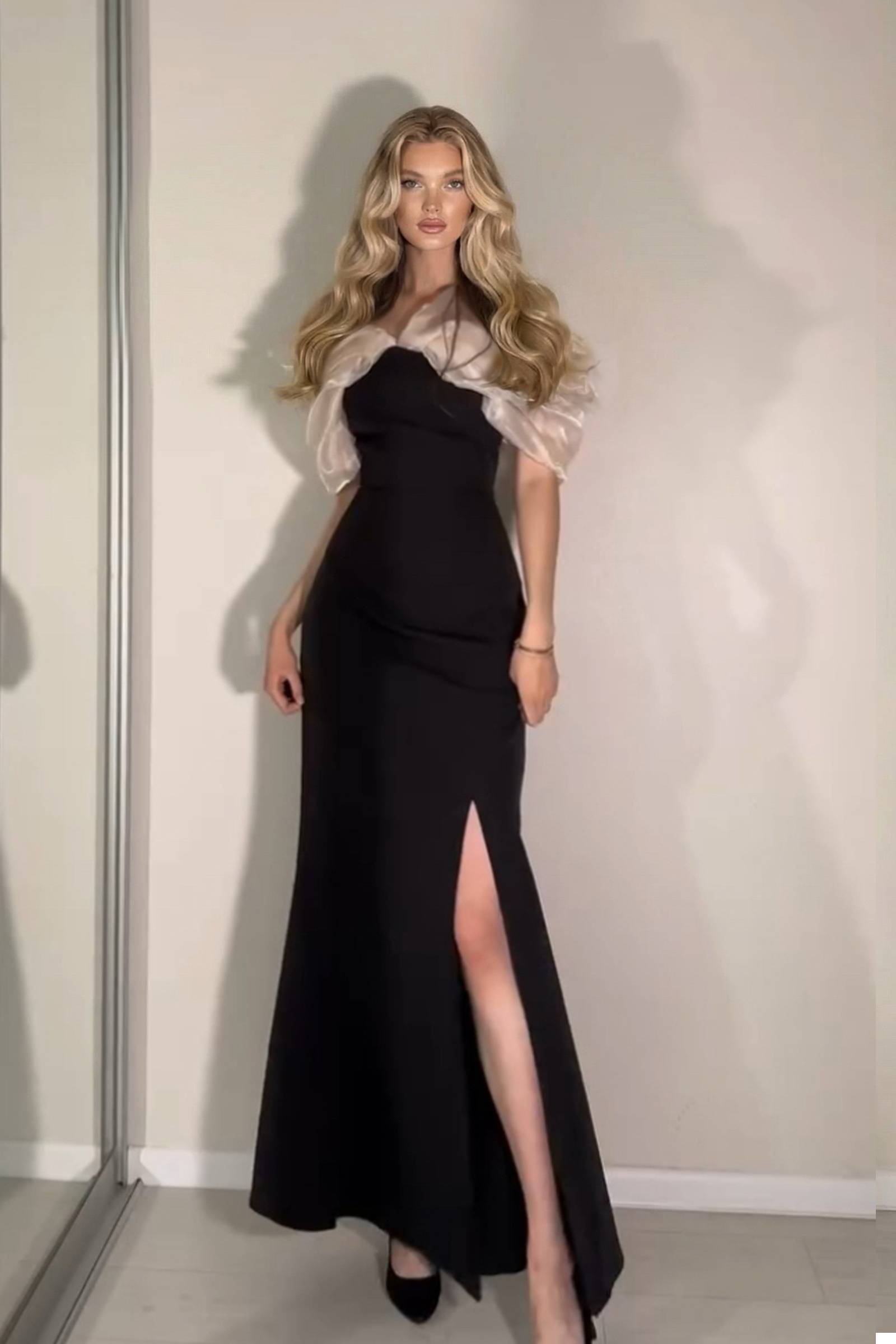 Off-shoulder Slit Maxi Dress