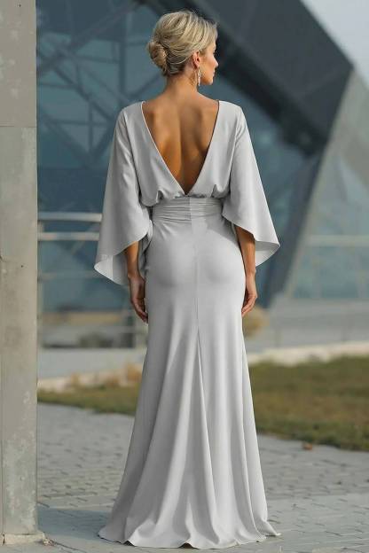 Boat Neck Backless Pleated Maxi Dress