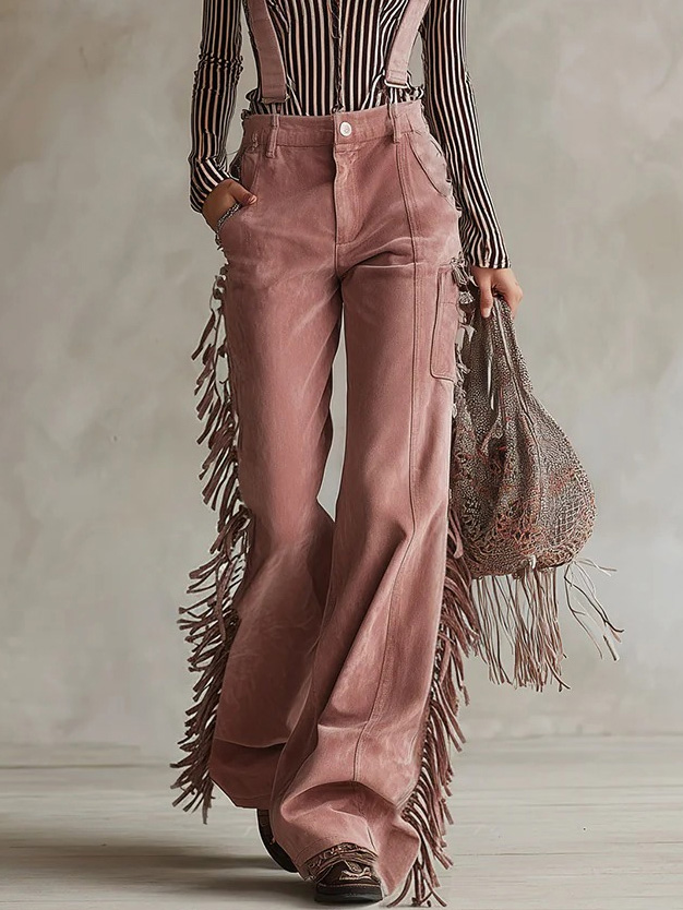 Casual Tassel Overalls Two-piece Set