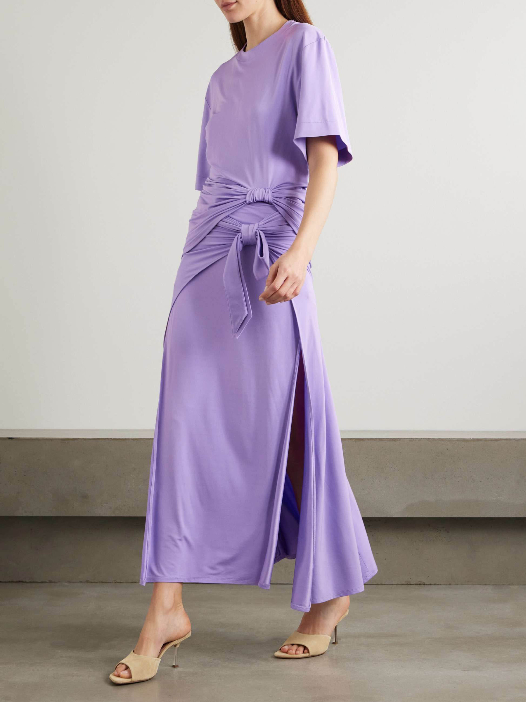 Modern Exquisite Knotted Pleated Stretch Jersey T-shirt