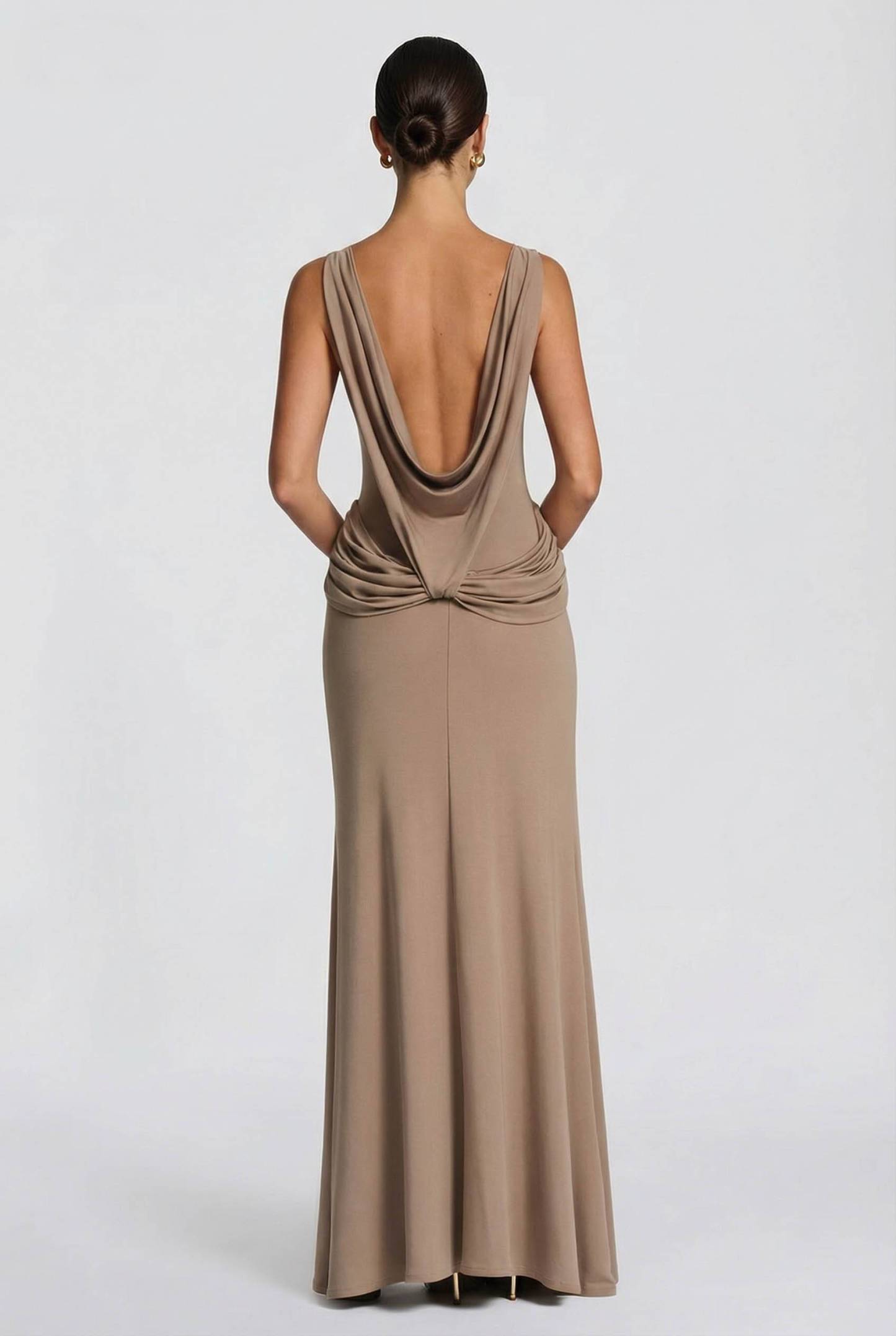 Pleated Design Slit Maxi Dress