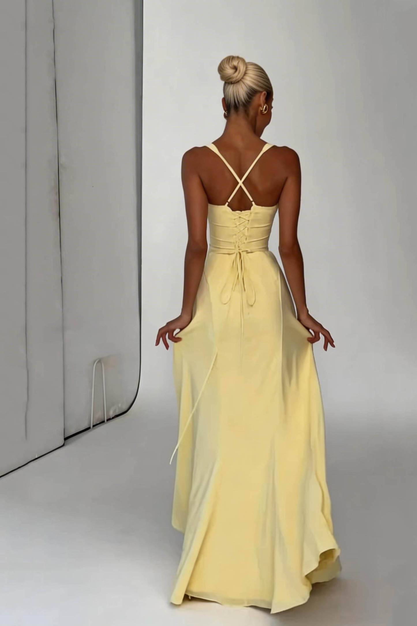 Sling Slim-Fit A- Line Maxi Dress