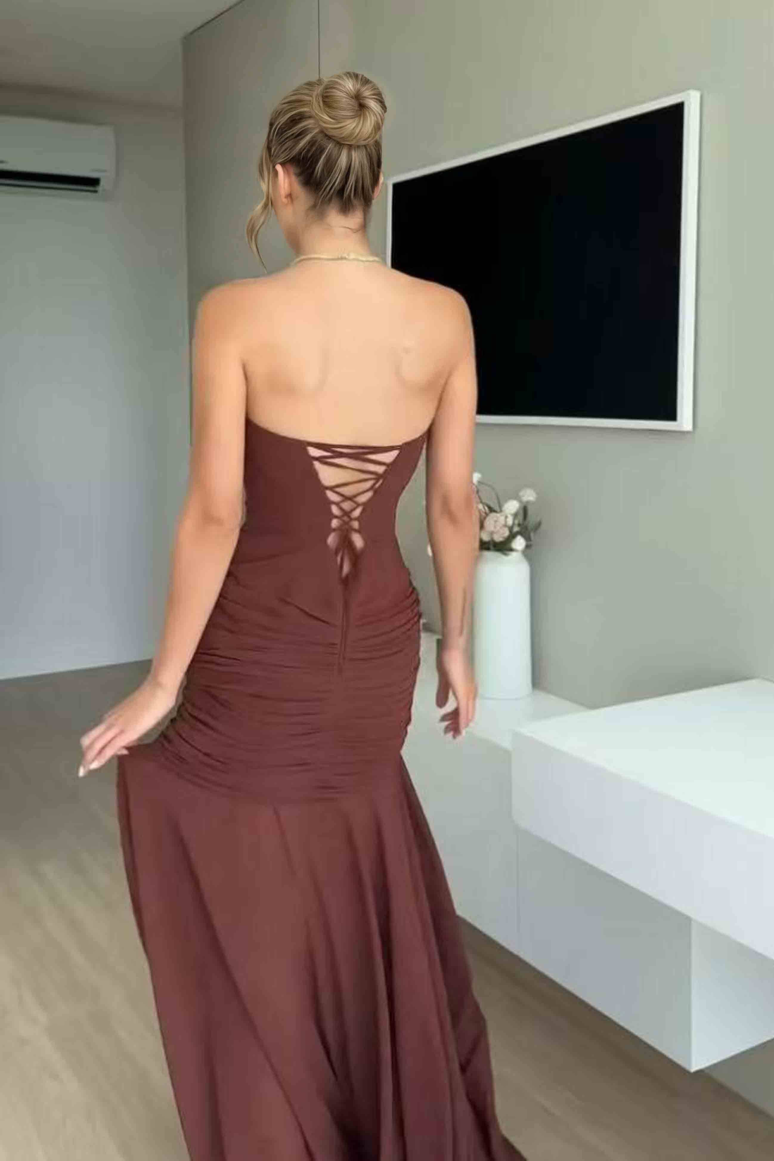 Shiny Slit  Design Maxi Dress