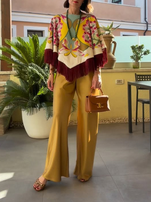 Fine Print Short Top & Skirt Casual Two-Piece Set