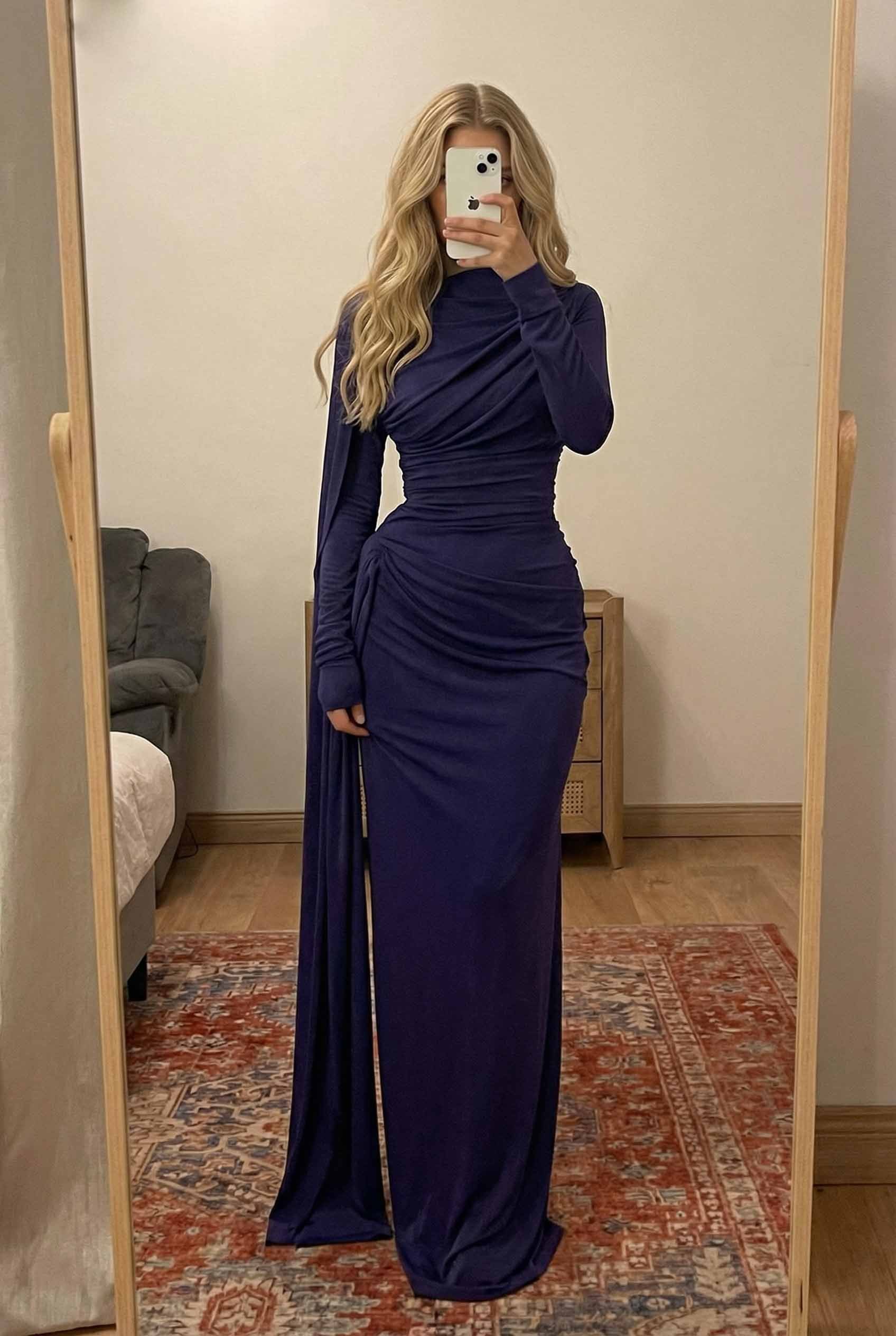 Irregular Design Pleated Maxi Dress