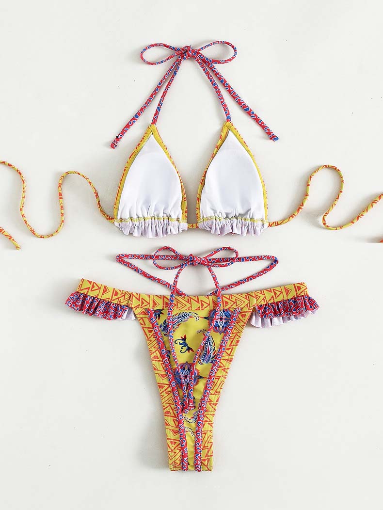 Folklore Print Tie Bikini Set