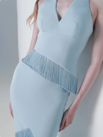 Asymmetric Waist Line Tasser Skirt Set